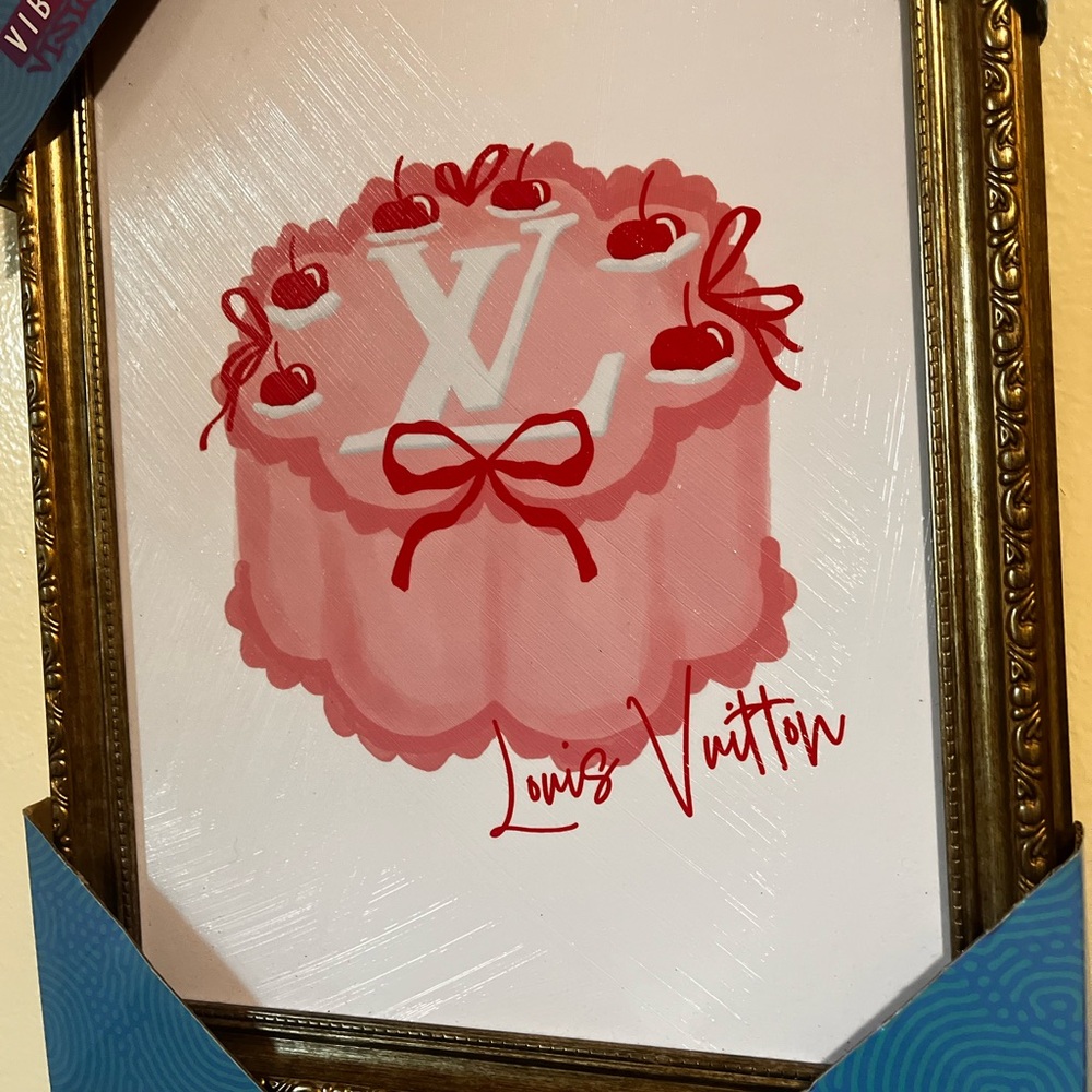 Louis Vuitton Pink Cake Art with Red Accents